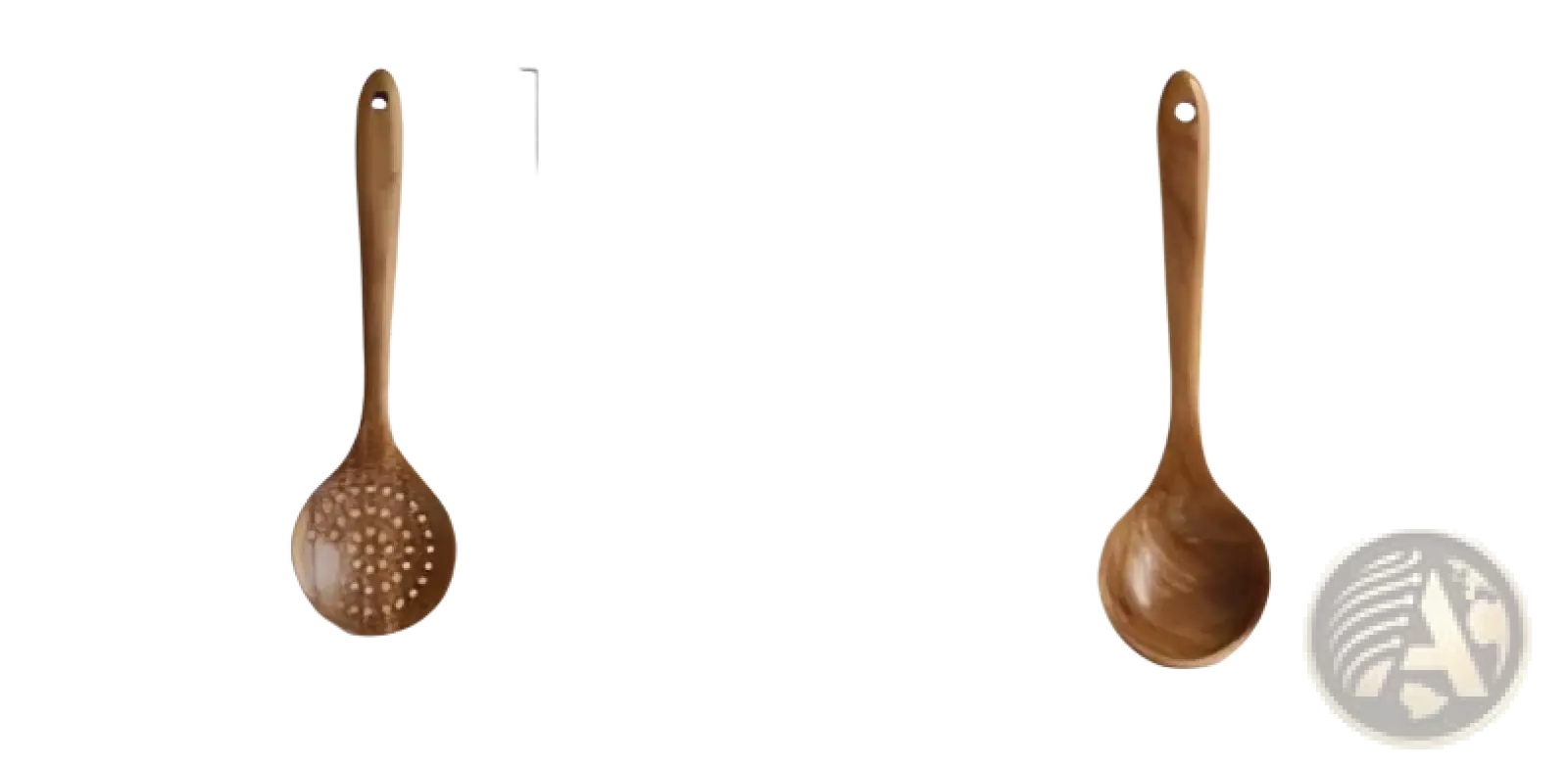 Wooden spoon with a smooth rounded bowl and slender handle from teak wood cooking utensil set 4 piece kitchen tools