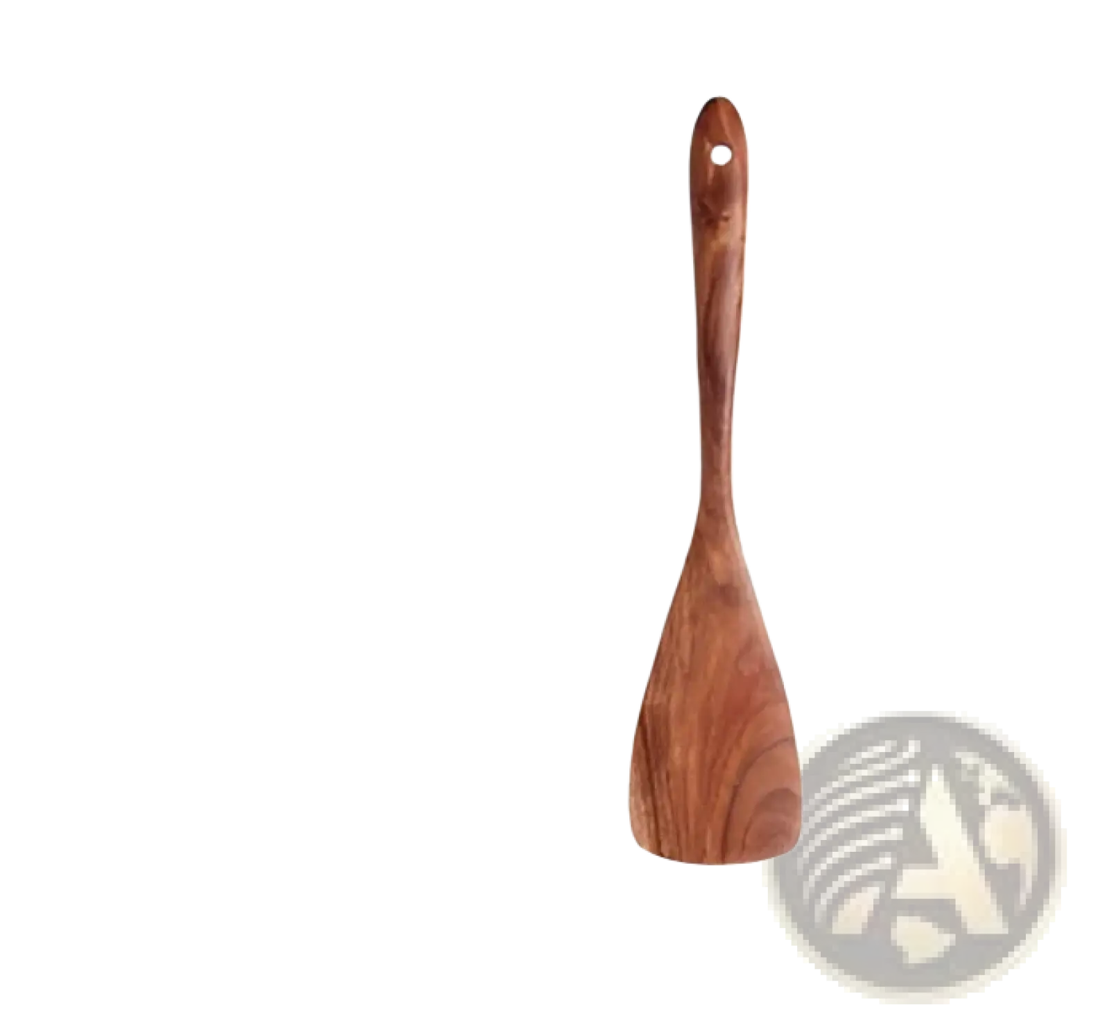Wooden spatula with smooth natural finish and visible grain from teak wood kitchen utensil set cooking spoons 7pcs