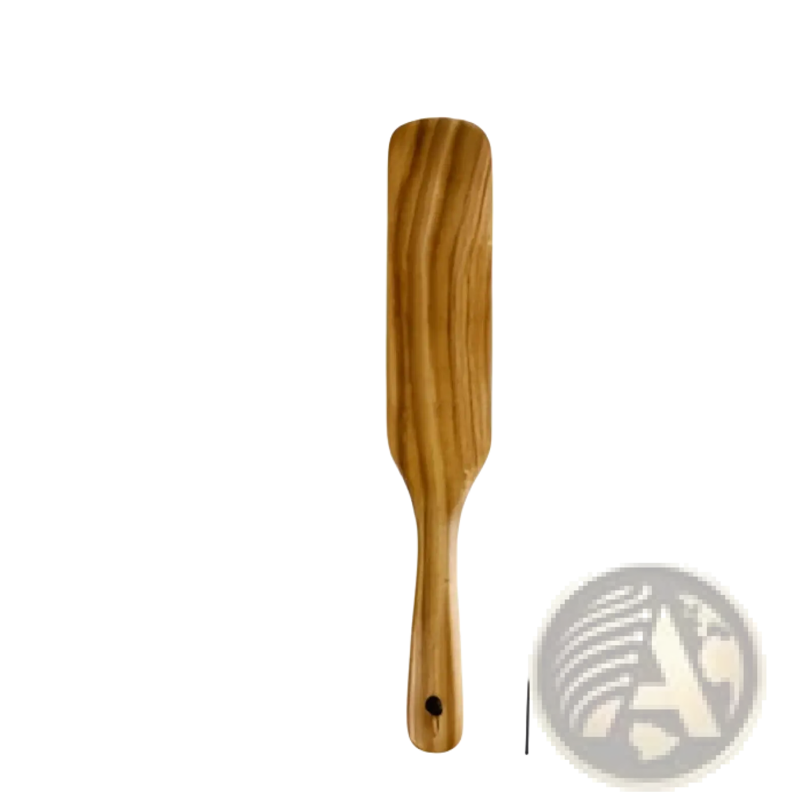 A wooden spatula with a smooth light brown finish and natural grain from the teak wood kitchen utensil set 7pcs