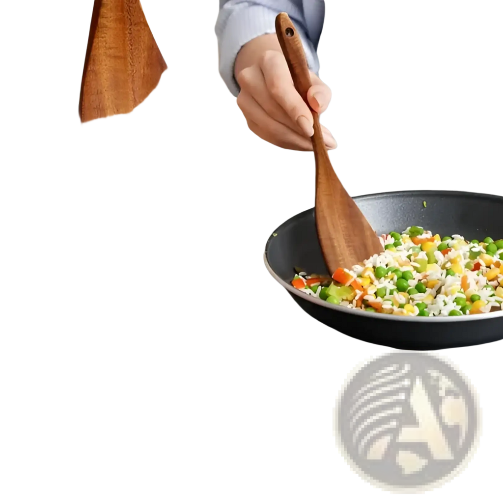 Teak wooden cooking spoon set 6 piece utensils with smooth natural finish and sturdy handle wooden spatula