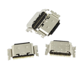 Silver tecno spark usb charging port flex cable with gold plated contacts and black rubberized inserts