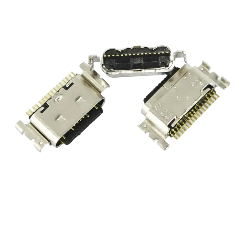 Silver usb-c charging port connectors with gold-plated contacts in tecno spark go 2024 usb charging flex cable