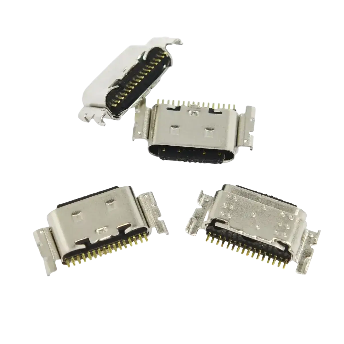Silver usb-c charging port connectors with gold-plated contacts for tecno spark usb charging port flex cable