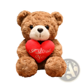 A plush brown teddy bear with white snout holding a red heart reading i love you valentine gift 16-25cm