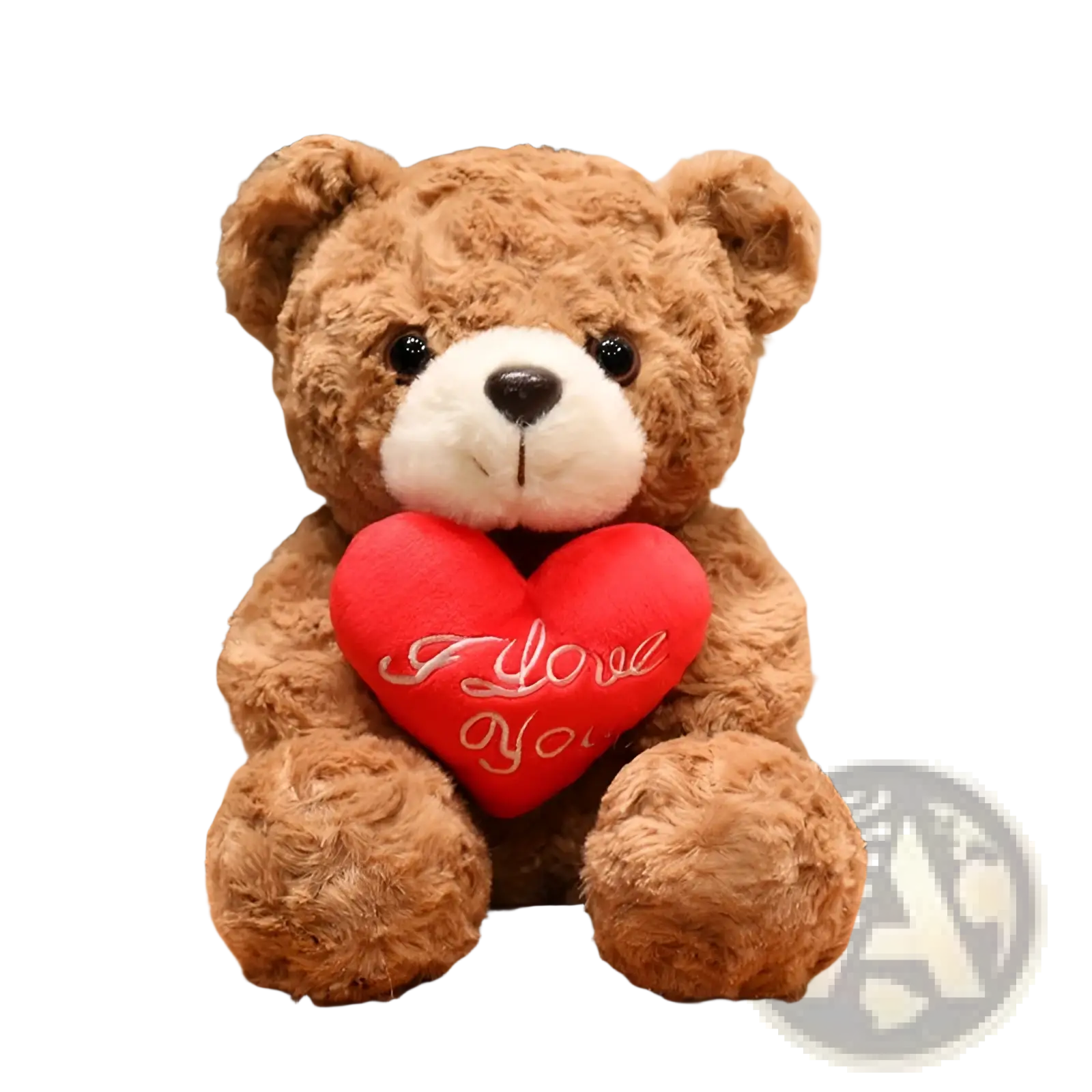 A plush brown teddy bear with white snout holding a red heart reading i love you valentine gift 16-25cm