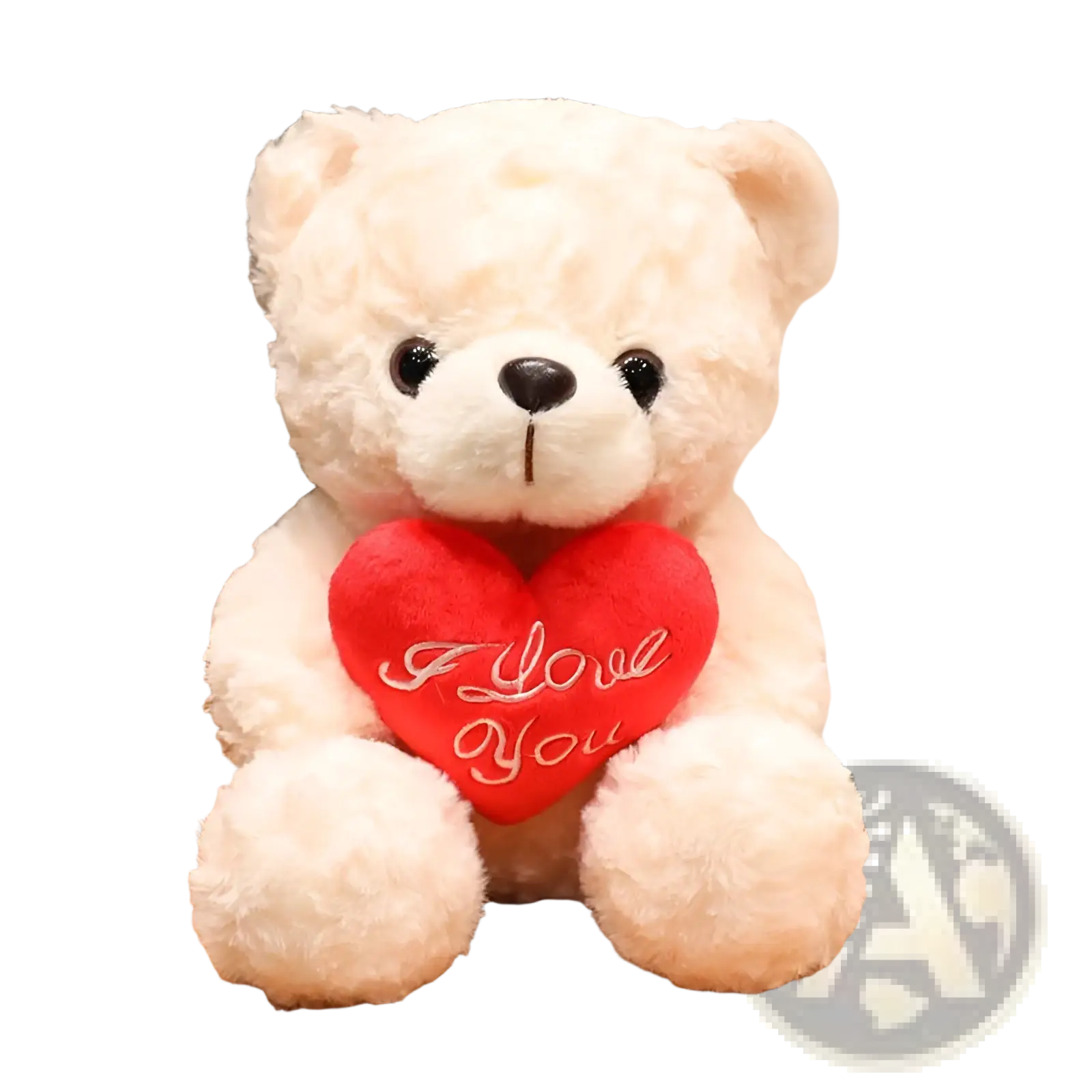 A plush white teddy bear holding a red heart embroidered with i love you valentine gift 16-25cm