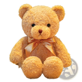 Teddy bear plush toy soft stuffed animal doll in tan with soft curly fur texture and shiny black eyes