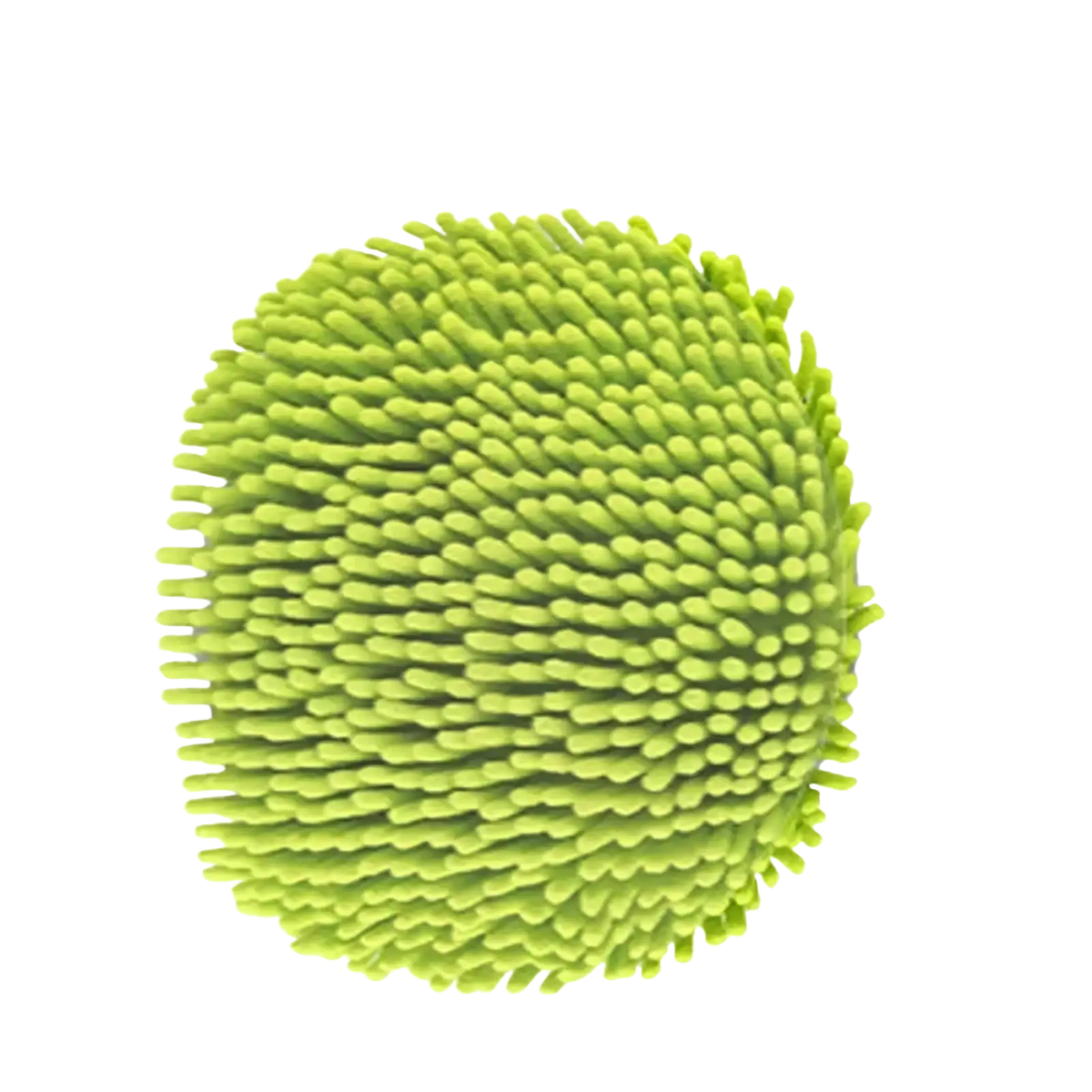 Bright lime green microfiber car detailing mitt with dense rounded bristles for telescopic car wash mop use
