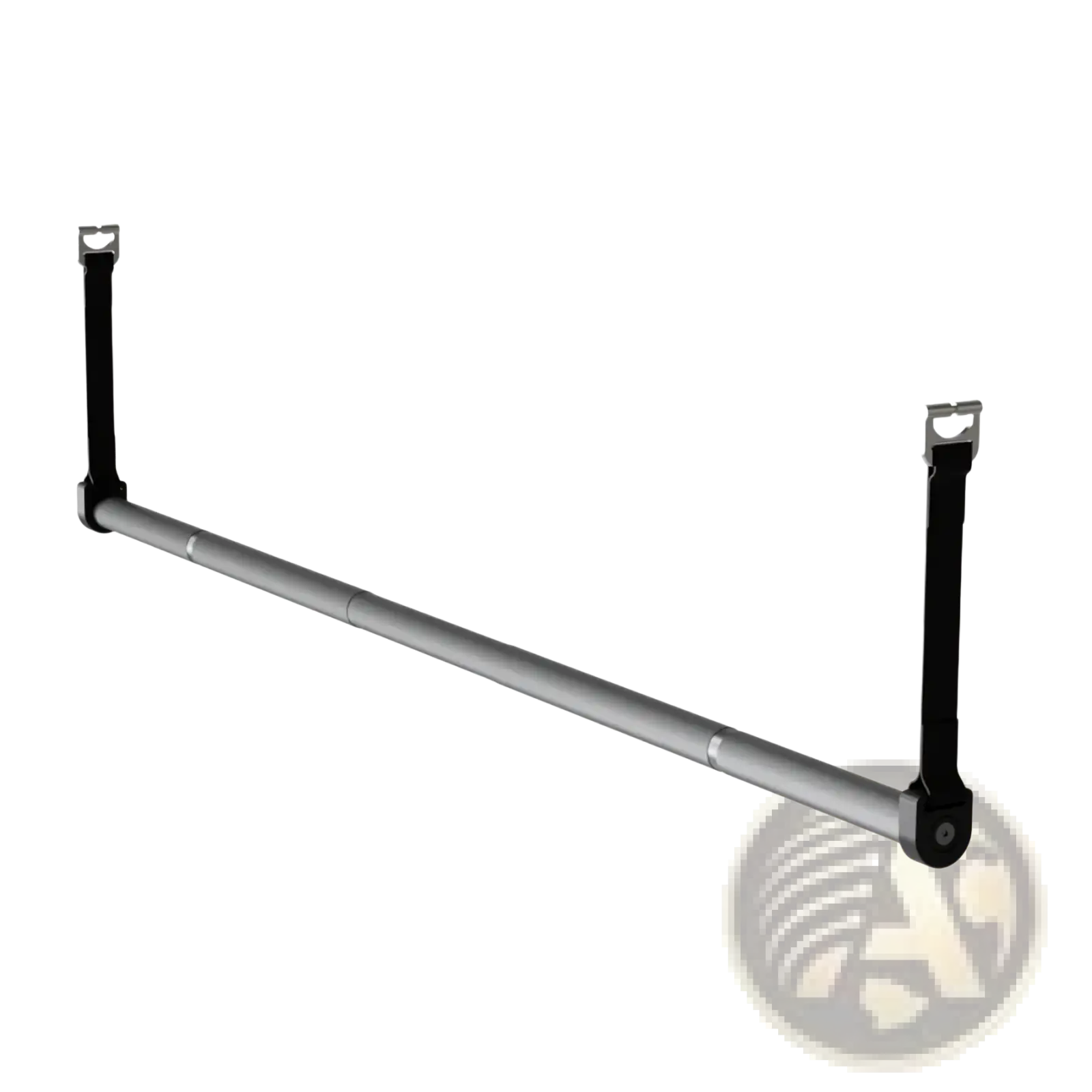 Asita brand silver metal telescopic fitness bar and hanging rod with black end brackets for adjustable mounting