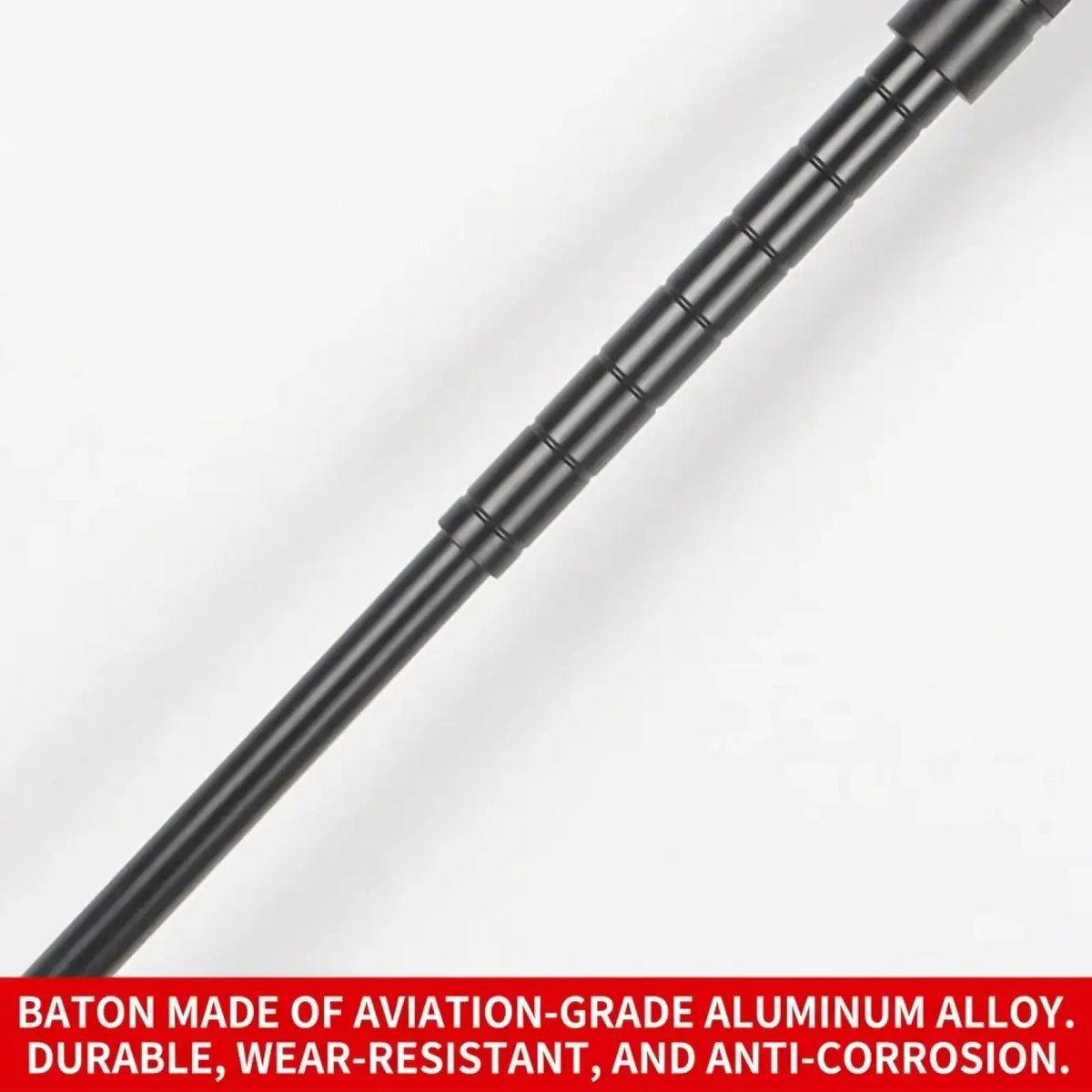 Black telescopic hiking pole self defense walking stick made of aviation-grade aluminum alloy with sleek segmented design