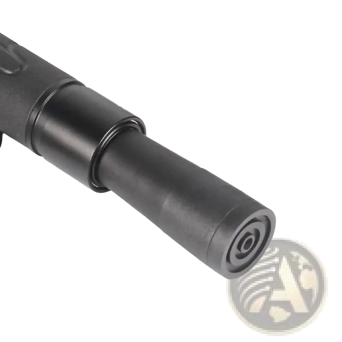 Black cylindrical handle end of telescopic hiking pole self defense walking stick with dual silicone spring shock absorption