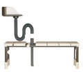 White telescopic sink holder layered partition rack with adjustable height for under-sink storage and organization