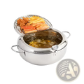 Stainless steel tempura deep fryer pot 4.2l with dual compartments wire rack lid and integrated temperature gauge