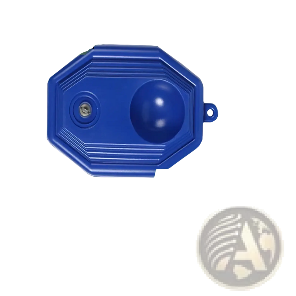 Blue octagonal tennis rebounder solo training device with central circular grip and textured surface for ball control