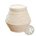 White ceramic terracotta candle holder with textured handcrafted surface and subtle ribbed base in organic pattern