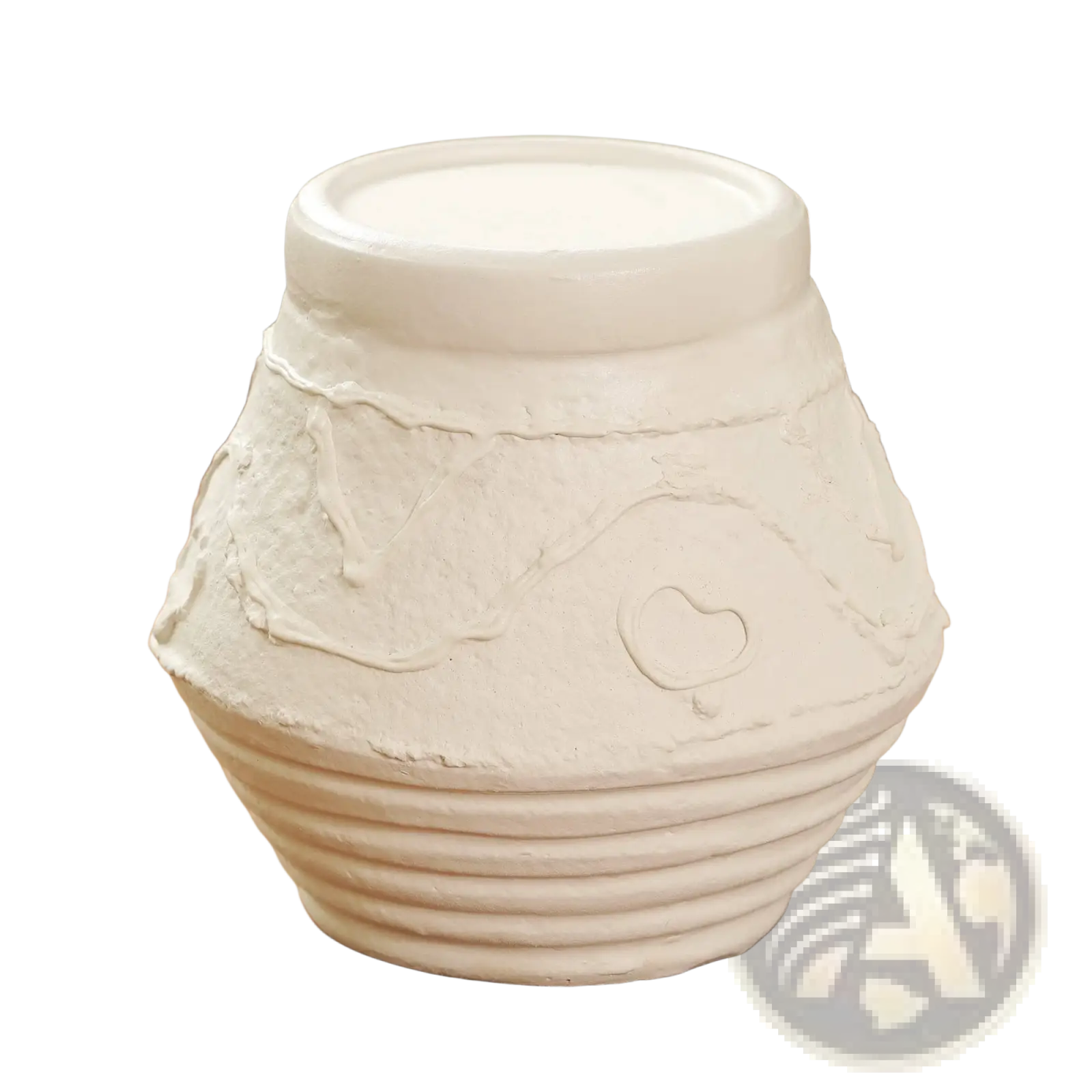 White ceramic terracotta candle holder with textured handcrafted surface and subtle ribbed base in organic pattern