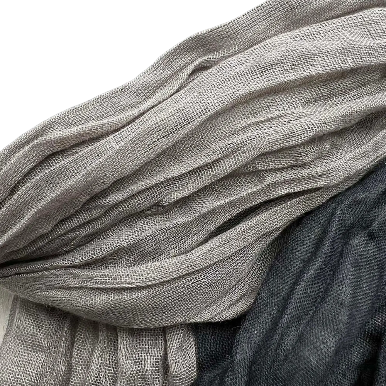A soft lightweight scarf with subtle woven texture in shades of black and gray called textured black gray crinkle scarf