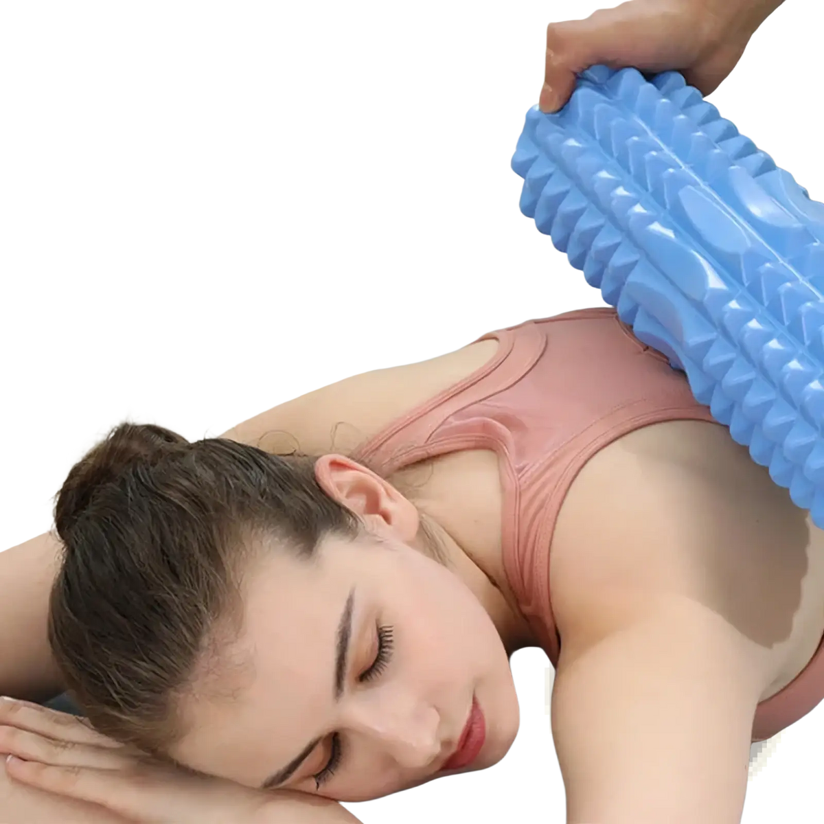 Blue textured eva foam roller designed for muscle recovery with a durable textured surface for deep tissue massage
