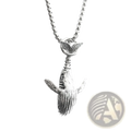 Textured silver whale pendant necklace in titanium steel with detailed design and chain for hip hop style