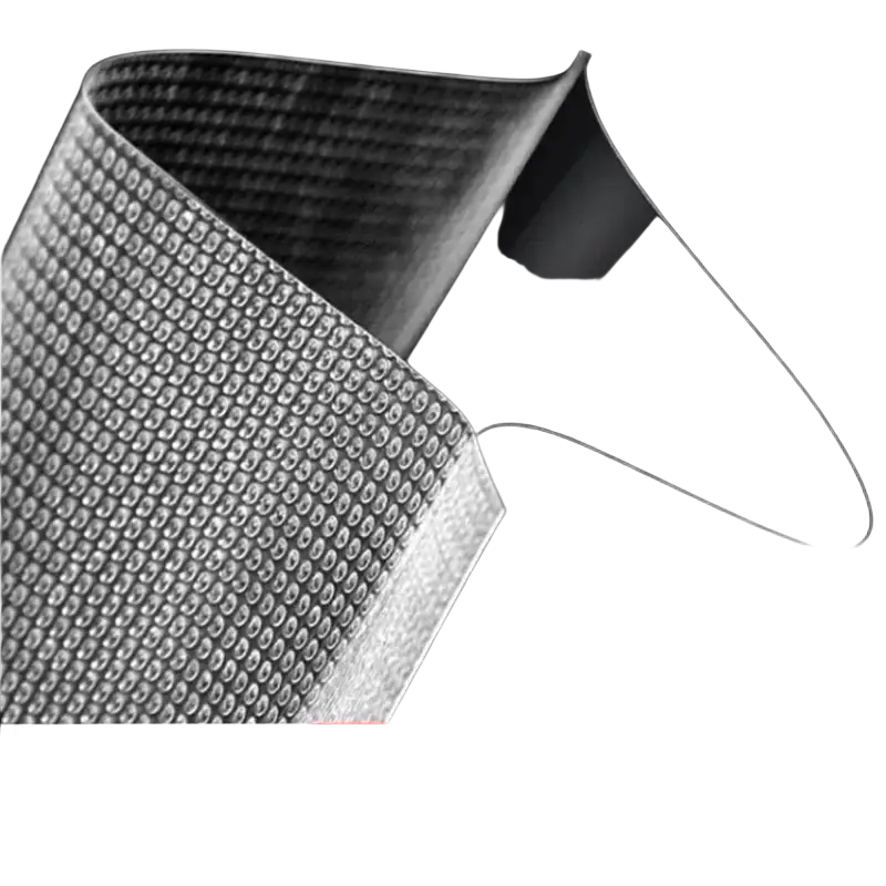 Textured vacuum bags 12x20cm with metallic silver perforated surface and glossy black inner lining for food sealing