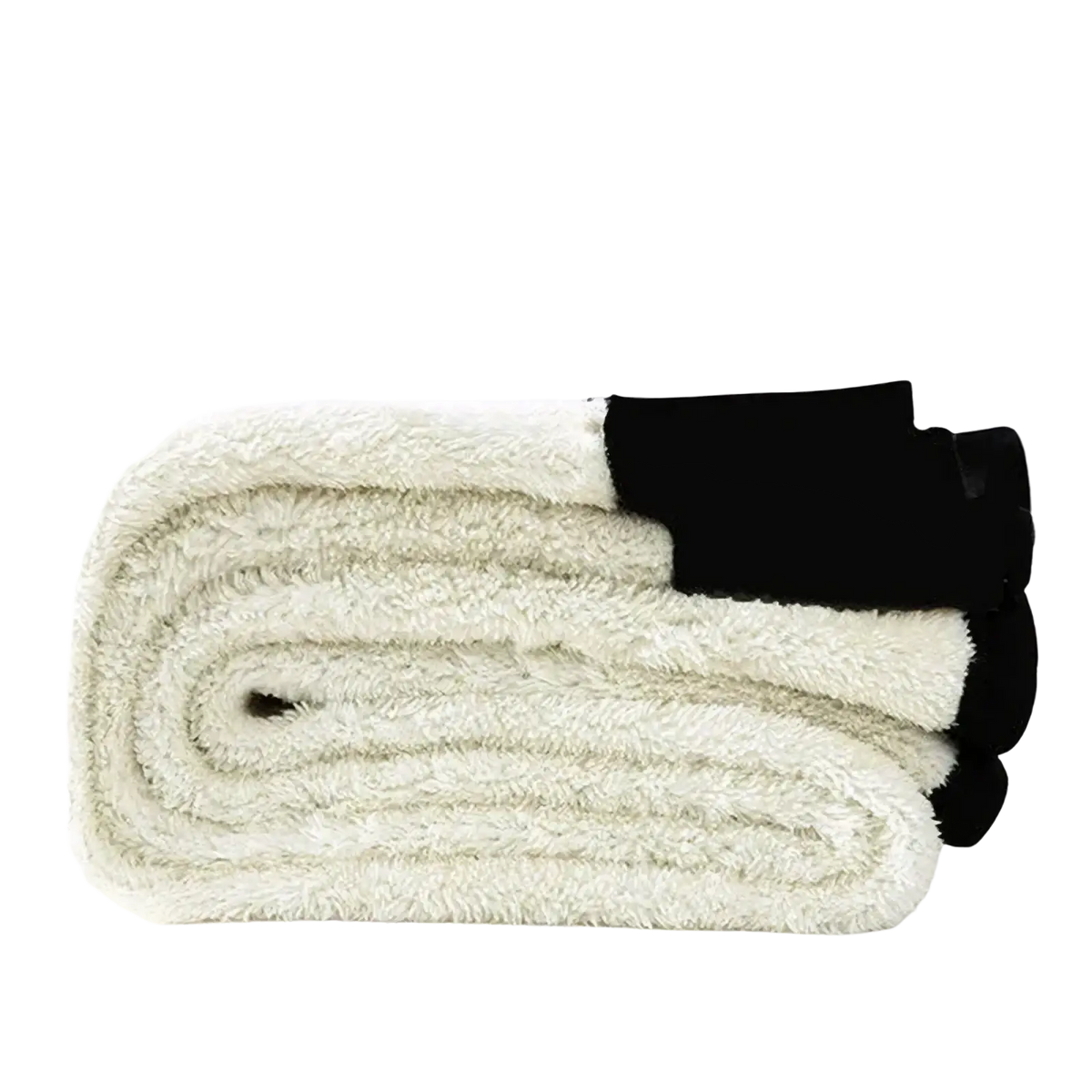 Cream-colored thermal fleece lined high waist leggings with black elastic waistband made of soft fleece material