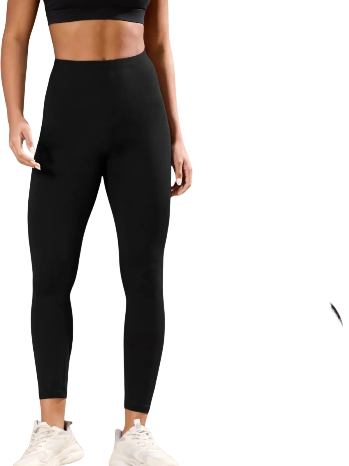 Black thermal fleece lined leggings for women with plush warm inner lining for winter exercise and casual wear