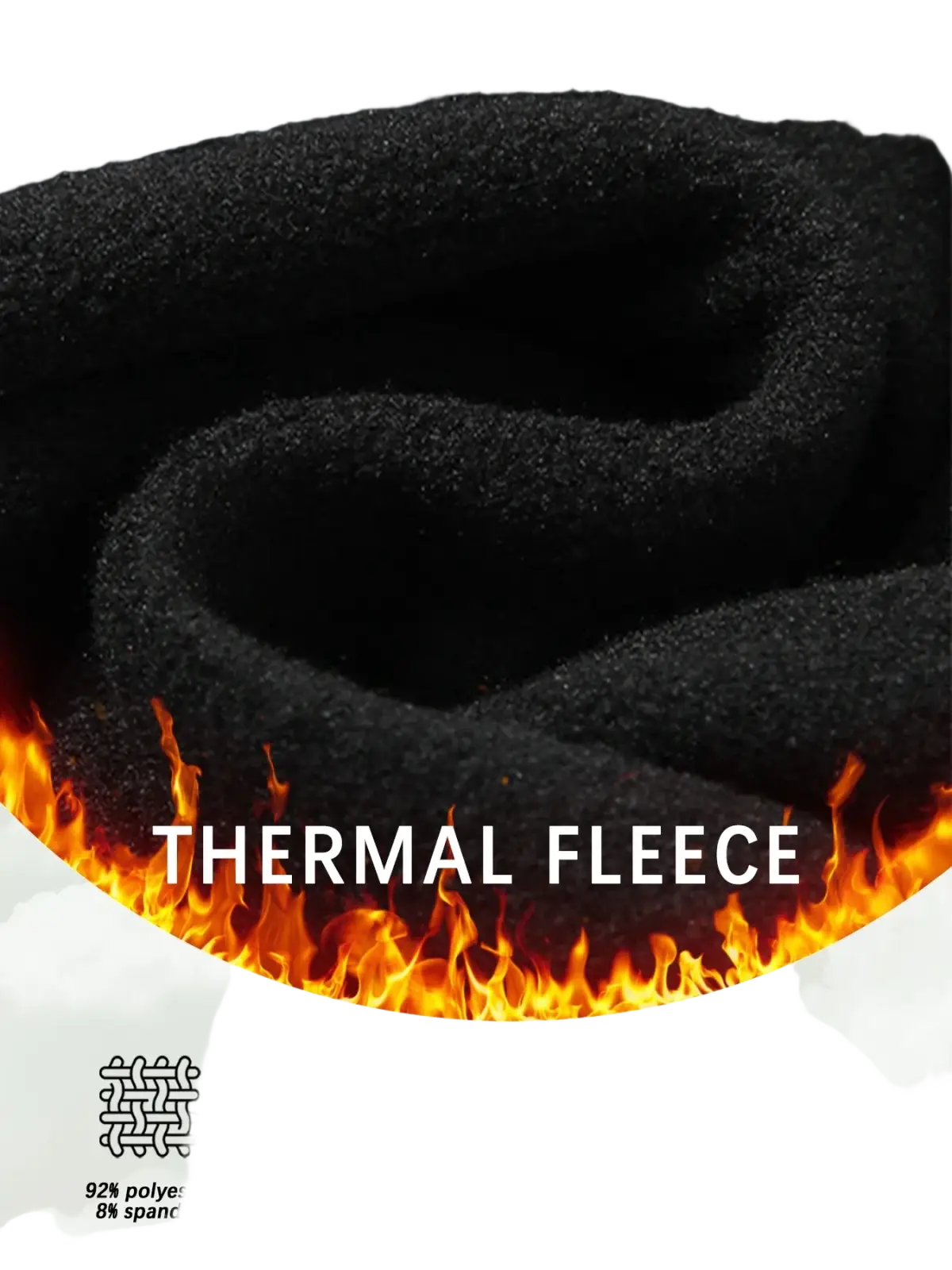 Black thermal fleece lined leggings for women with soft textured fabric and flame graphic design for winter warmth