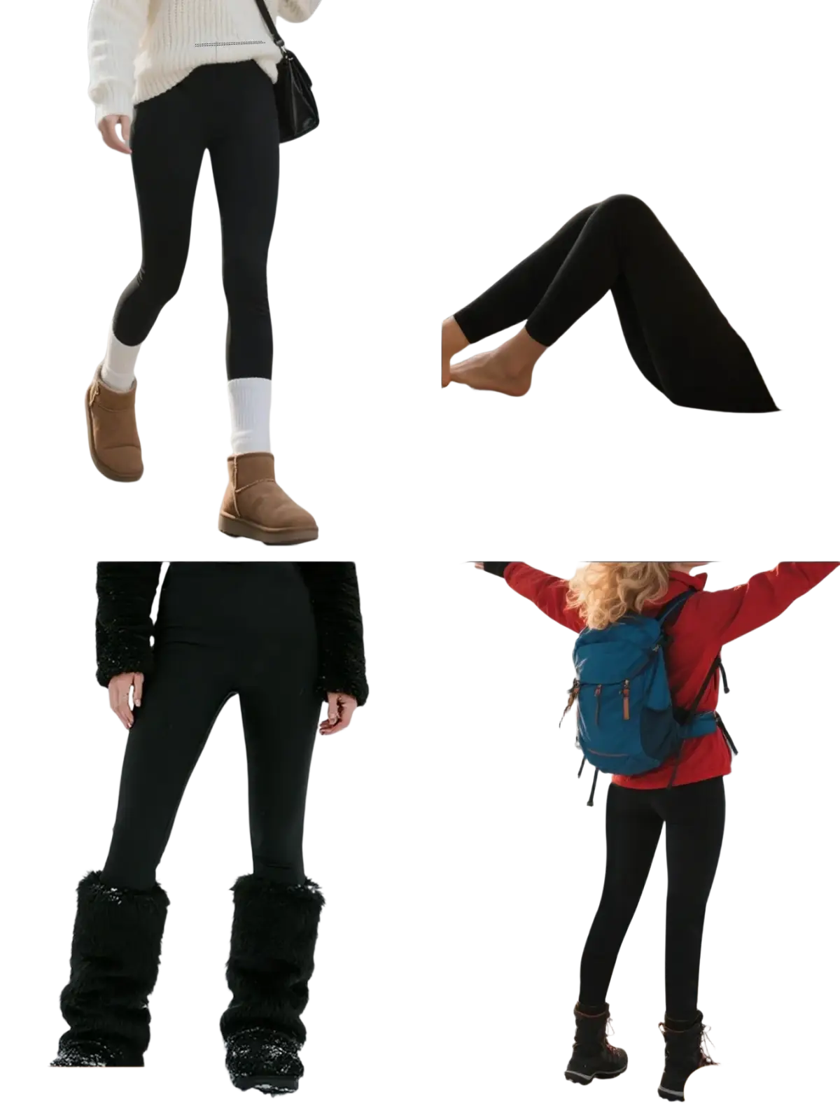 Black thermal fleece lined leggings for women made for winter warmth and suitable for casual outdoor hiking wear