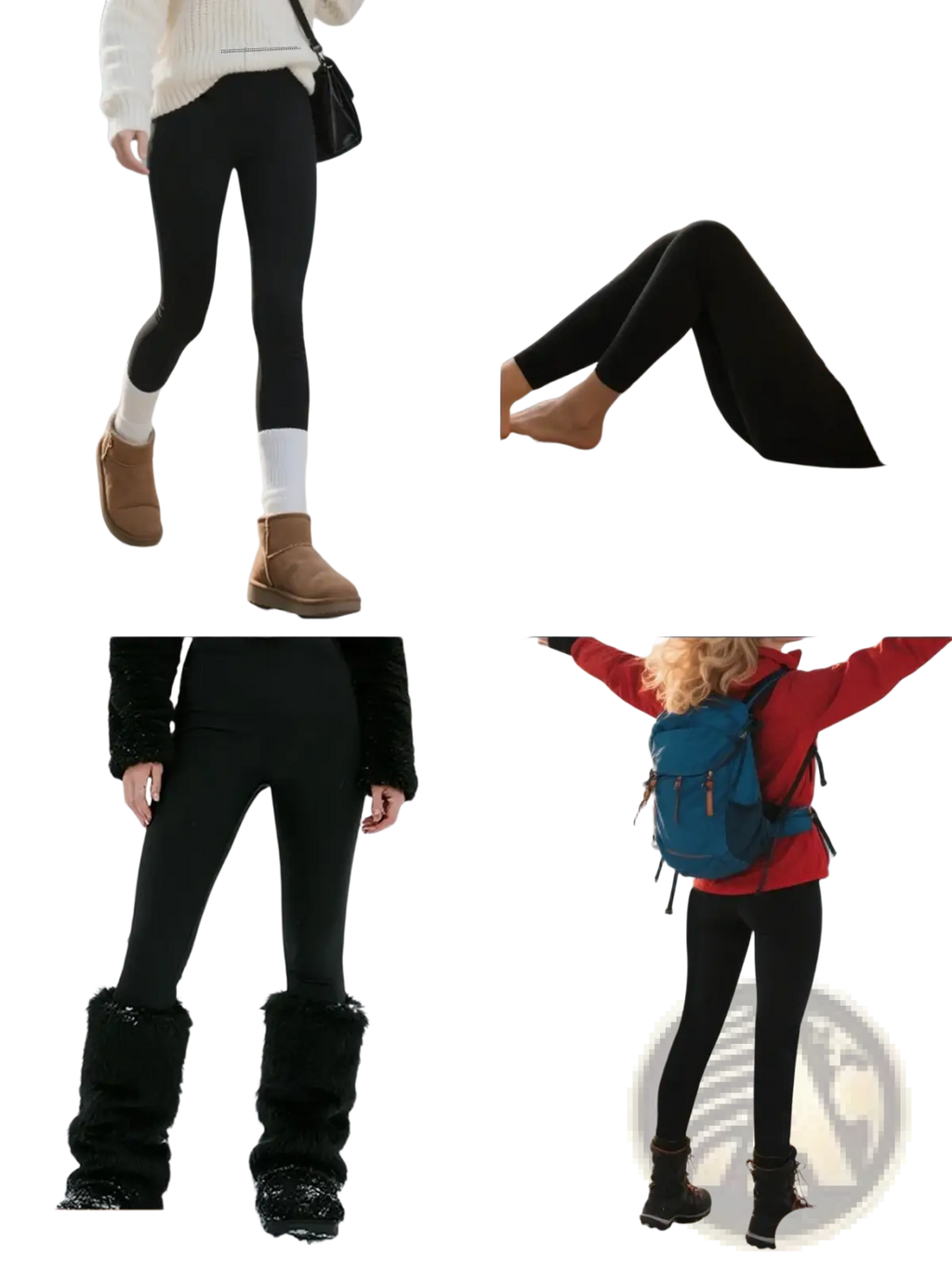 Black thermal fleece lined leggings for women made for winter warmth and suitable for casual outdoor hiking wear