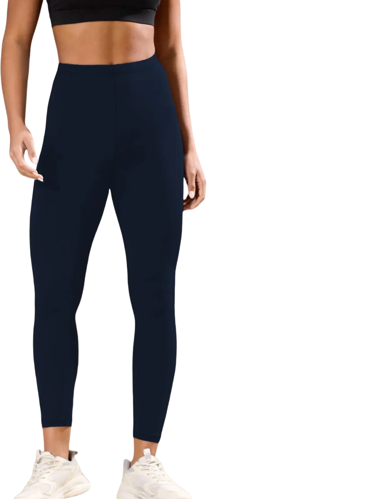 Navy blue thermal fleece lined leggings for women with plush warm inner lining ideal for winter wear
