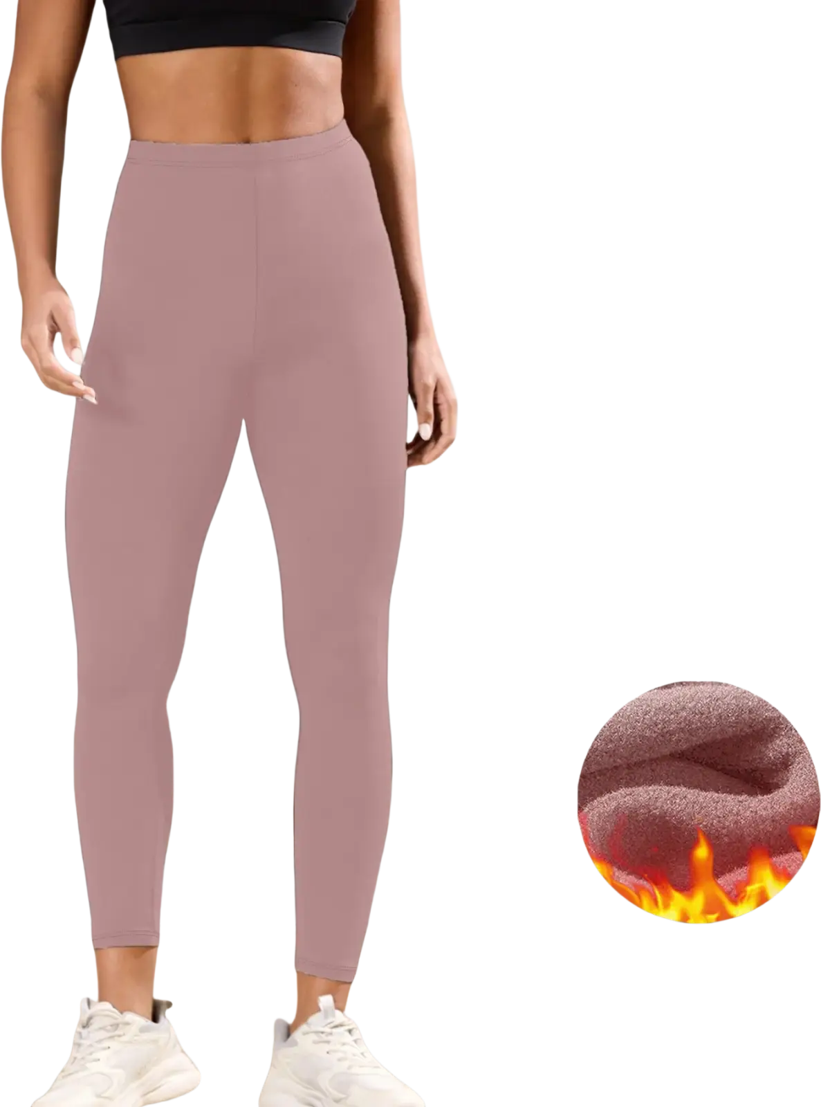Pink thermal fleece lined leggings for women with plush warm inner lining ideal for winter wear