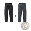 Thermal fleece lined winter joggers in black quilted fabric with zigzag pattern and side pockets for cold weather use