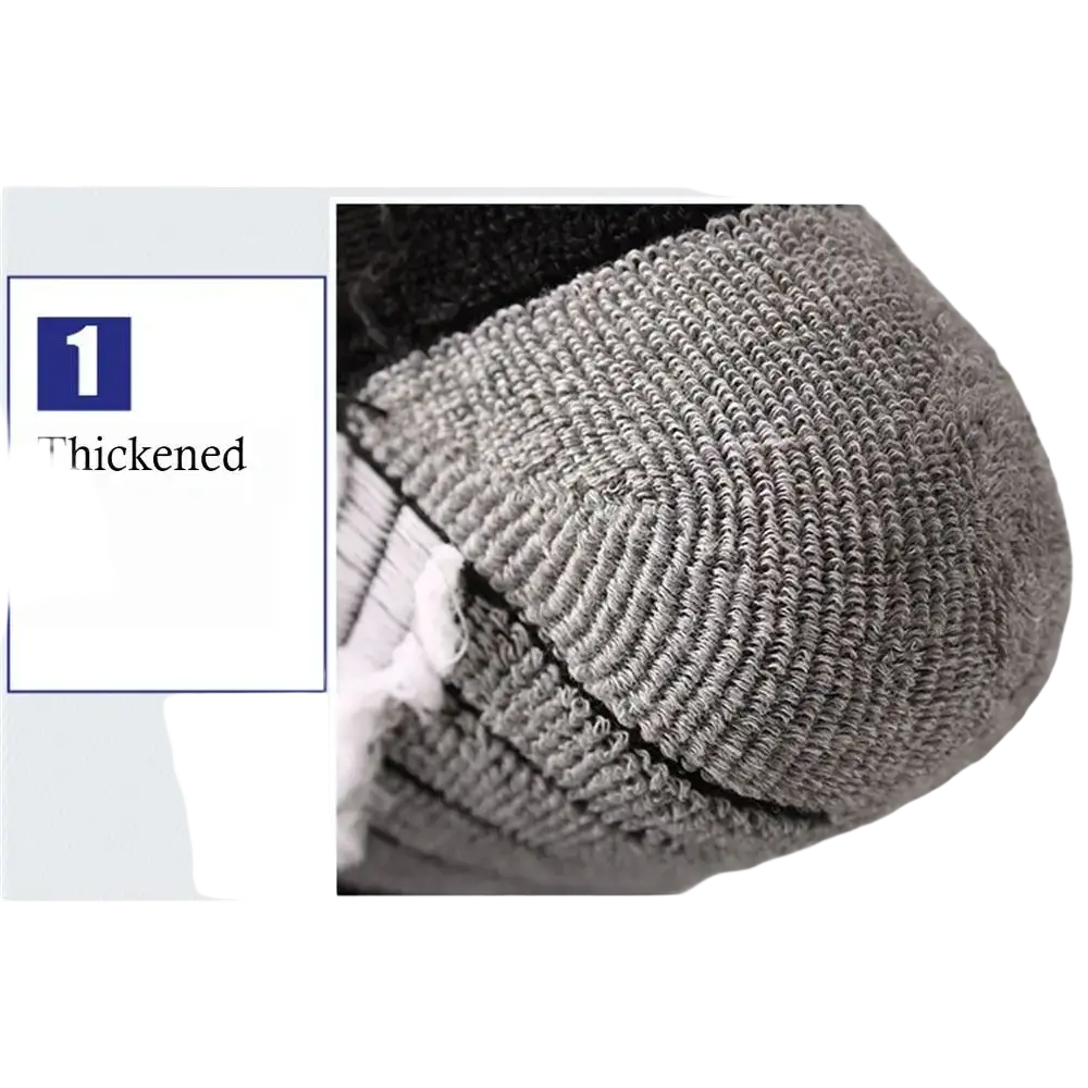 Gray thermal knee high ski socks with thickened knit, ribbed texture, and reinforced heel for warmth and durability
