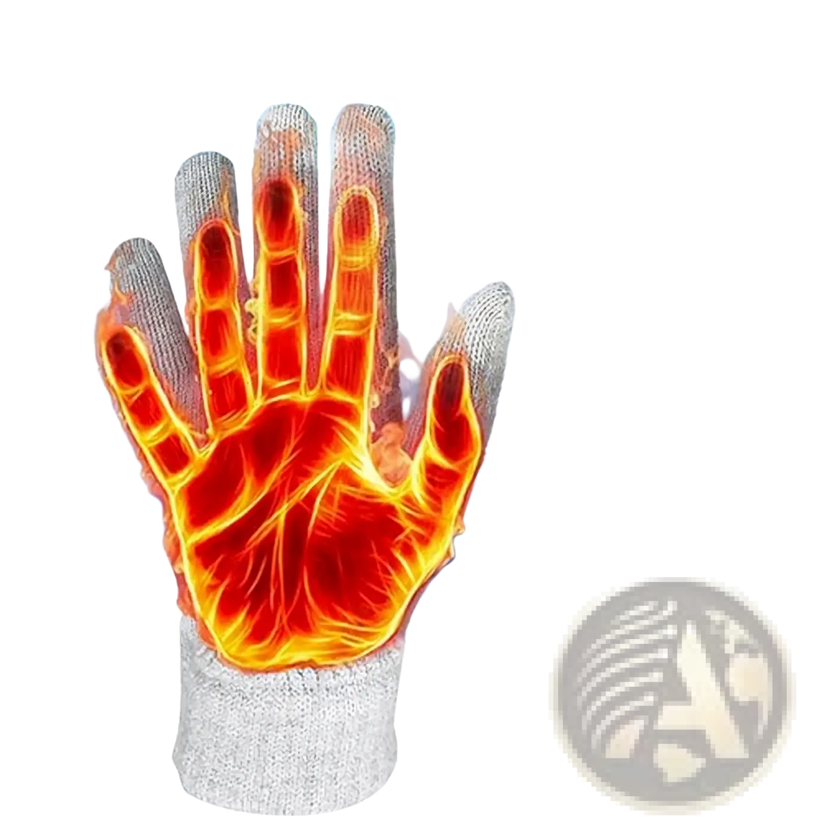 Thermal touchscreen winter gloves for men and women in gray mesh with warm fleece lining and windproof cuff visible from back side