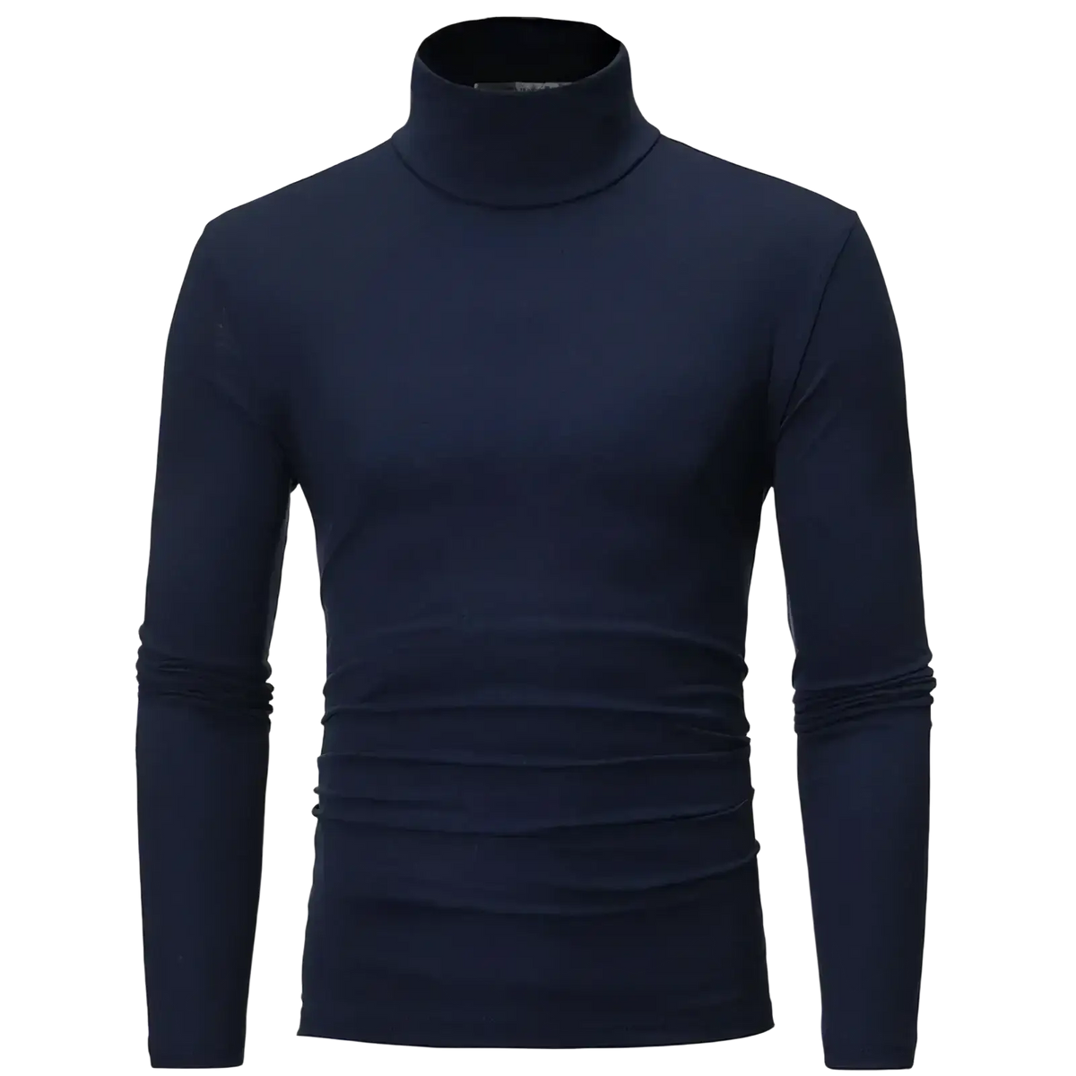 A sleek navy blue slim fit long sleeve thermal underwear top with smooth knit texture for men winter clothes