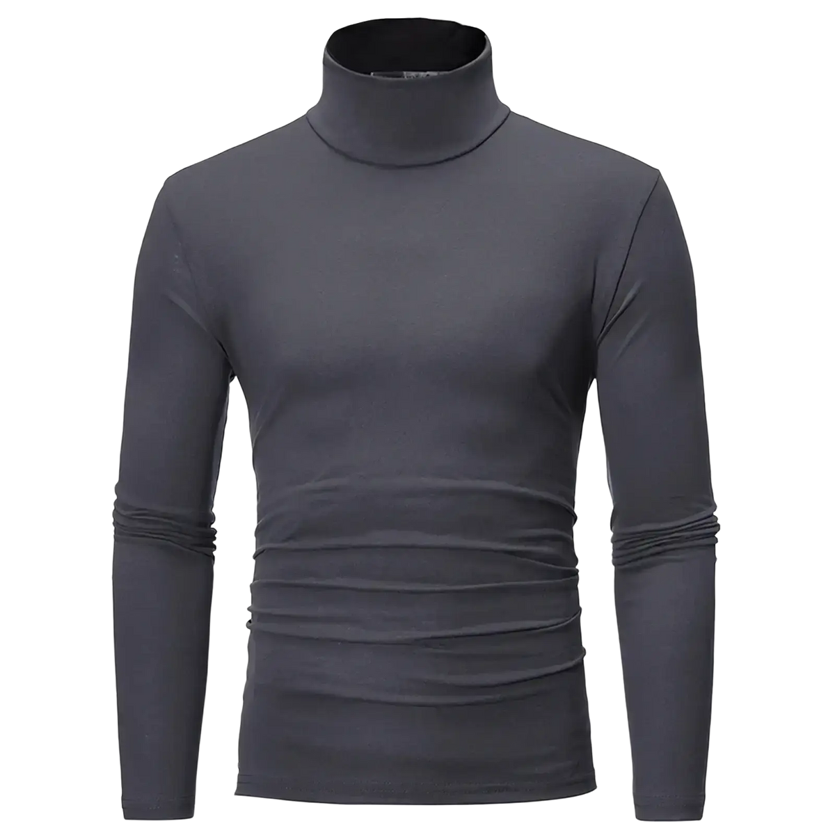 Dark gray slim fit long sleeve thermal underwear top for men with smooth form-fitting fabric for winter wear