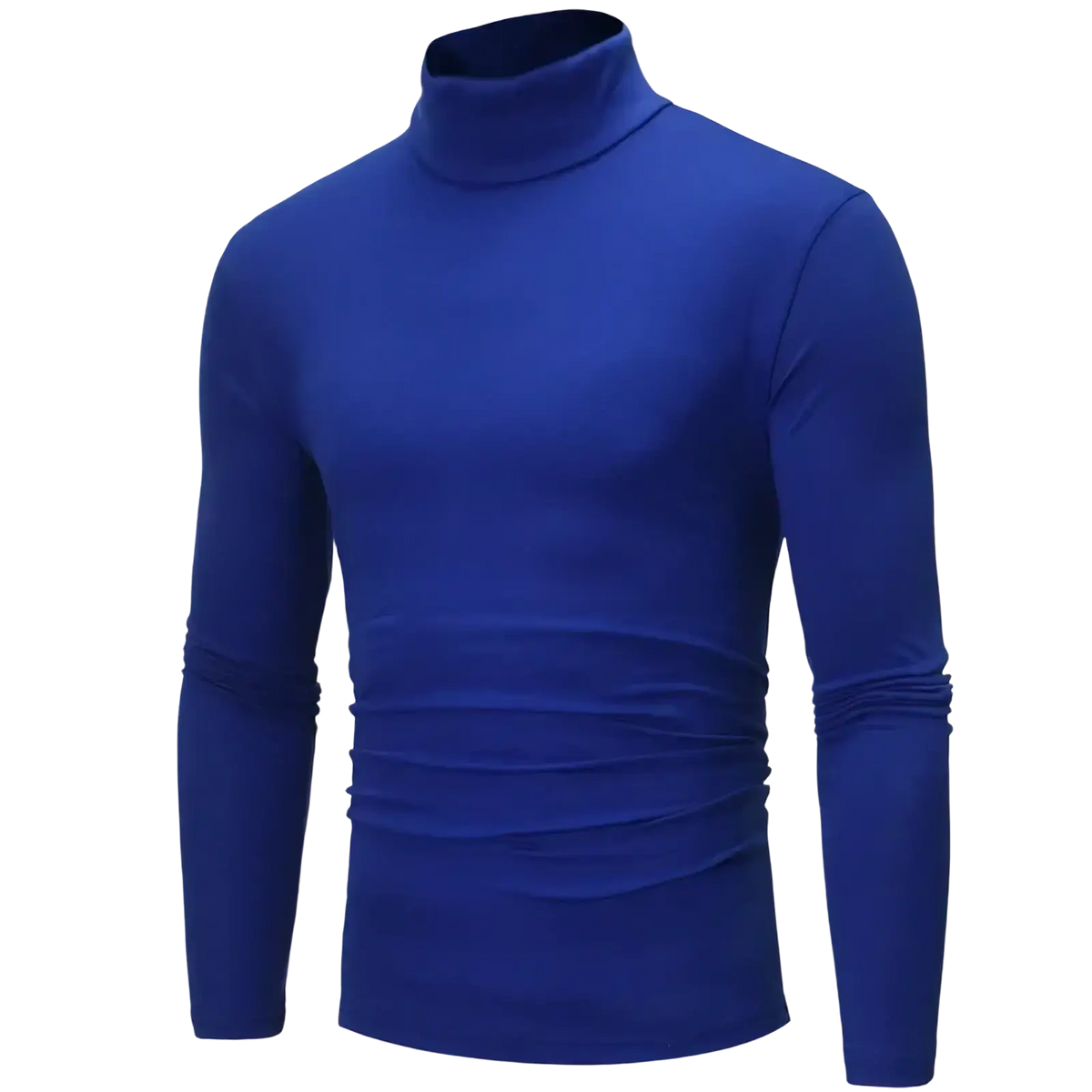 A sleek royal blue slim fit long sleeve thermal shirt with form-fitting knit fabric for men’s winter wear