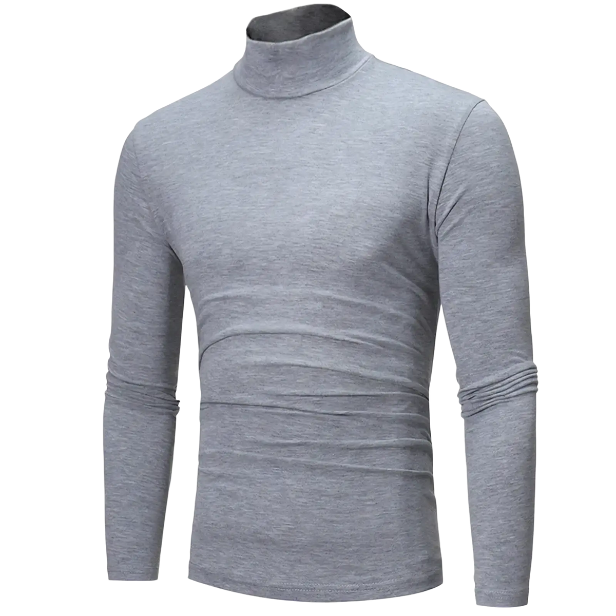 Men’s thermal turtleneck slim fit long sleeve shirt in gray with soft textured fabric and ribbed cuffs