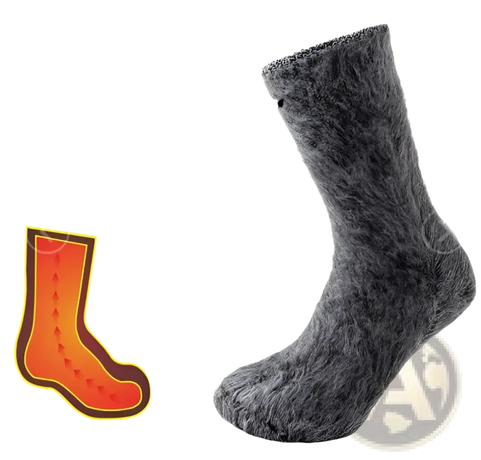 Dark gray thermal winter sock with heavy brushed material and thick cushioning for extreme cold protection unisex