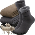 Dark gray knit thick men winter snow socks with plush fleece-lined cuff in random color for cold weather use