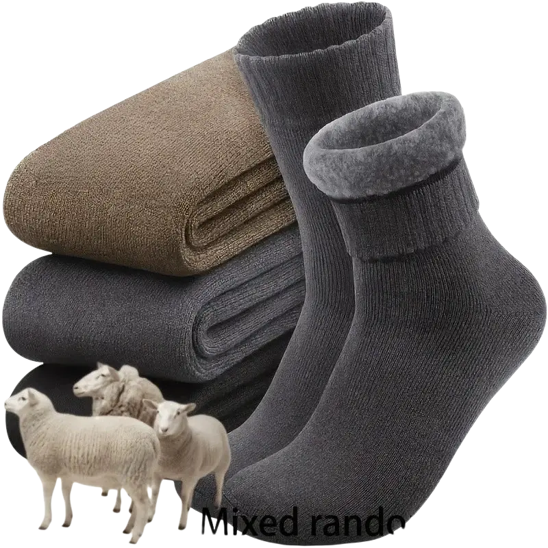 Dark gray knit thick men winter snow socks with plush fleece-lined cuff in random color for cold weather use
