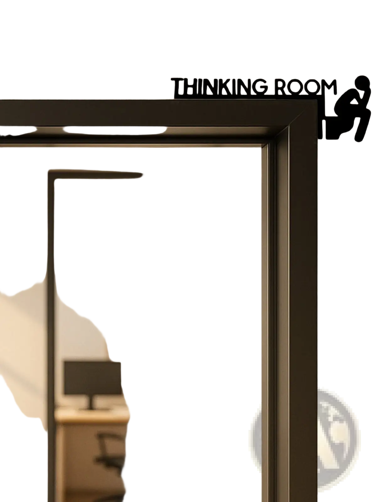Thinking room metal wall art featuring a black minimalist silhouette of a person in contemplation for modern toilets