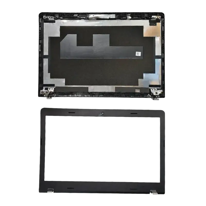 Black plastic laptop lid assembly with integrated hinges and mounting points for thinkpad e570 e570c backside view