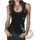 Black tie dye velvet tank top with lace trim featuring a stylish and elegant design for casual wear