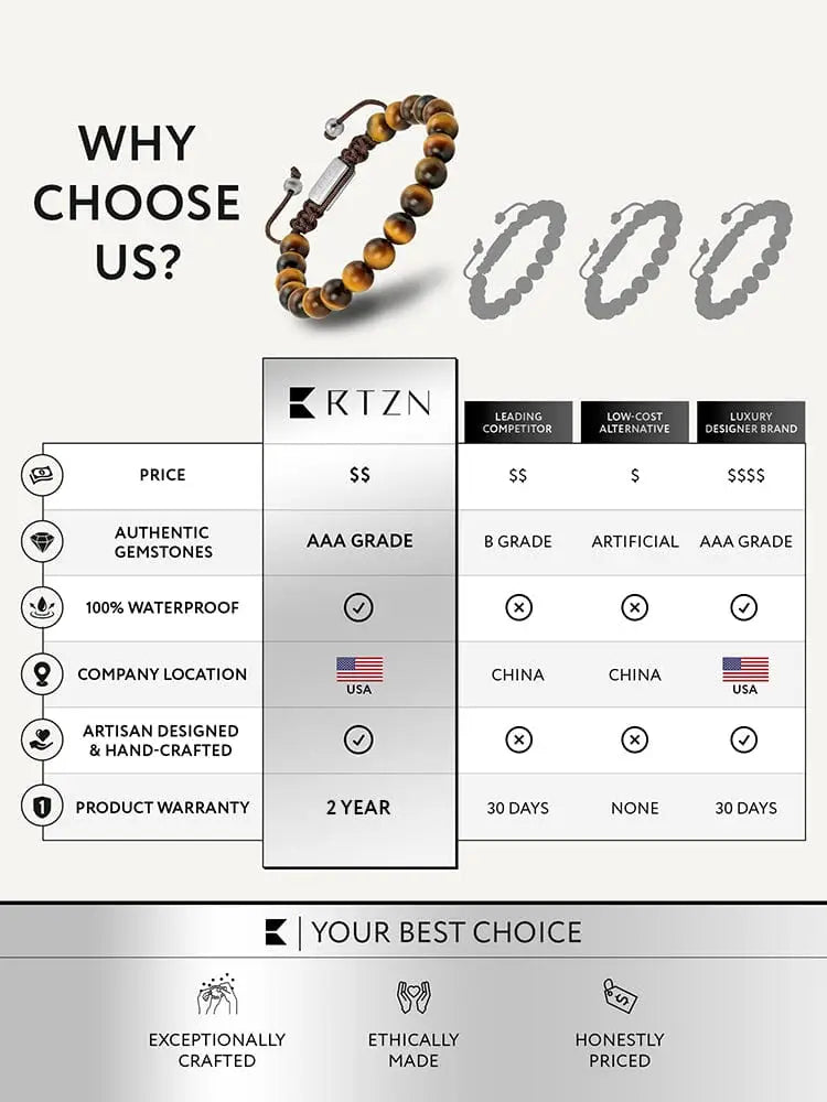 Adjustable bali tiger eye beaded bracelet with brown tiger eye beads and silver toned stainless steel clasp