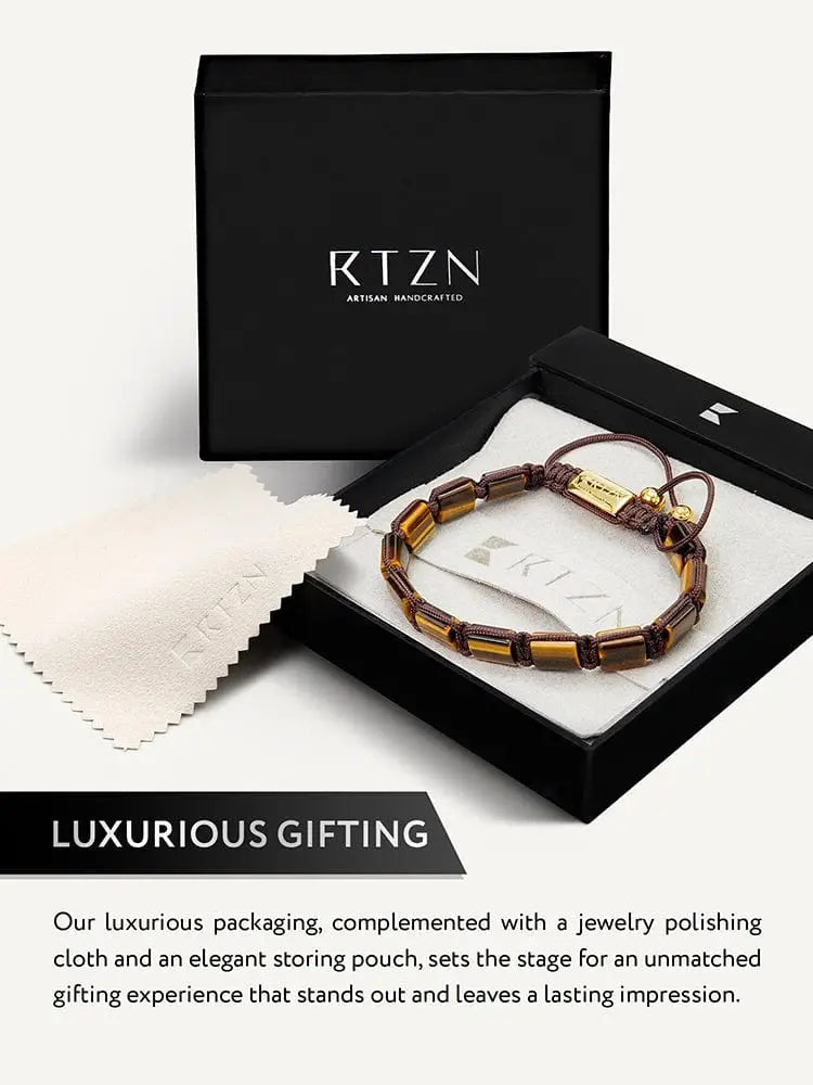 Brown tiger eye stone bracelet with gold-toned metal clasp and adjustable cord from havana tiger eye beaded bracelet collection