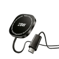Timess 25w black magnetic wireless charging pad with braided cable and usb-c connector for fast charging