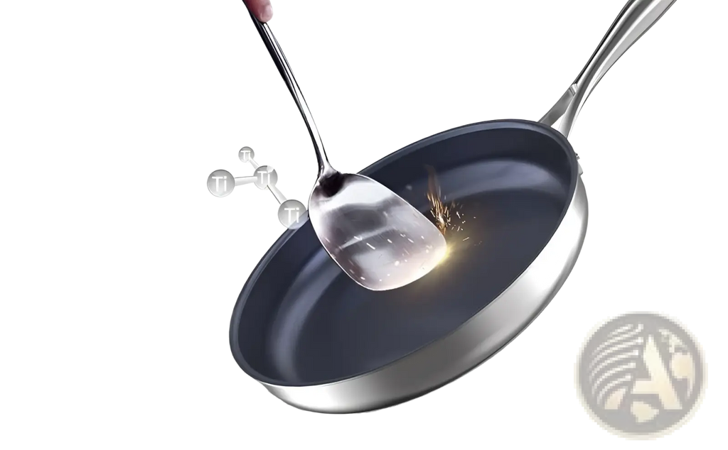 Silver titanium non-stick frying pan 10-inch stainless steel with sleek modern design and long handle