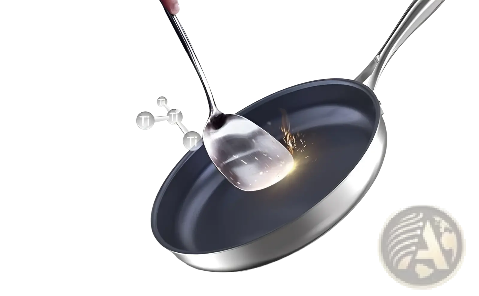 Silver titanium non-stick frying pan 10-inch stainless steel with sleek modern design and long handle