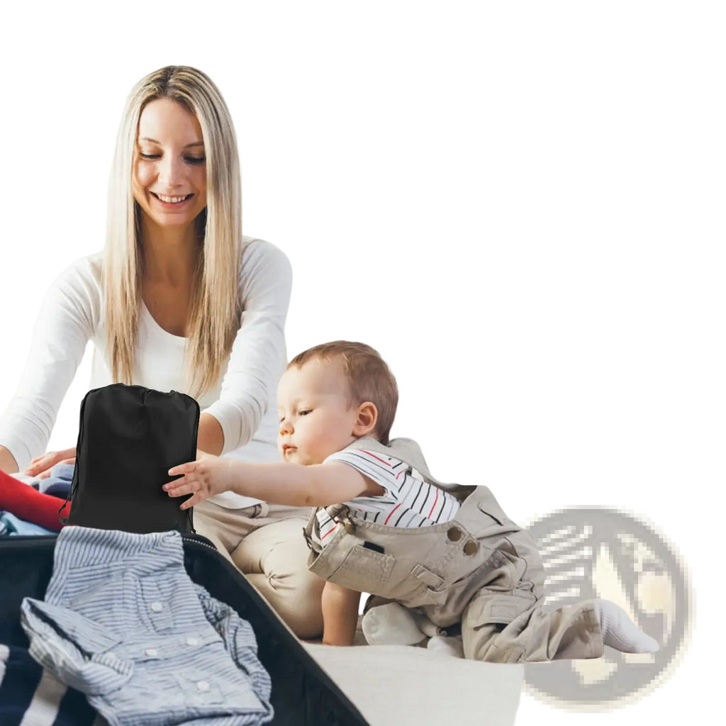 Black foldable toddler airplane seat extender travel bed with velcro straps and lock buckle for easy storage